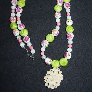 Edwardian Flower Pendant Handmade Necklace